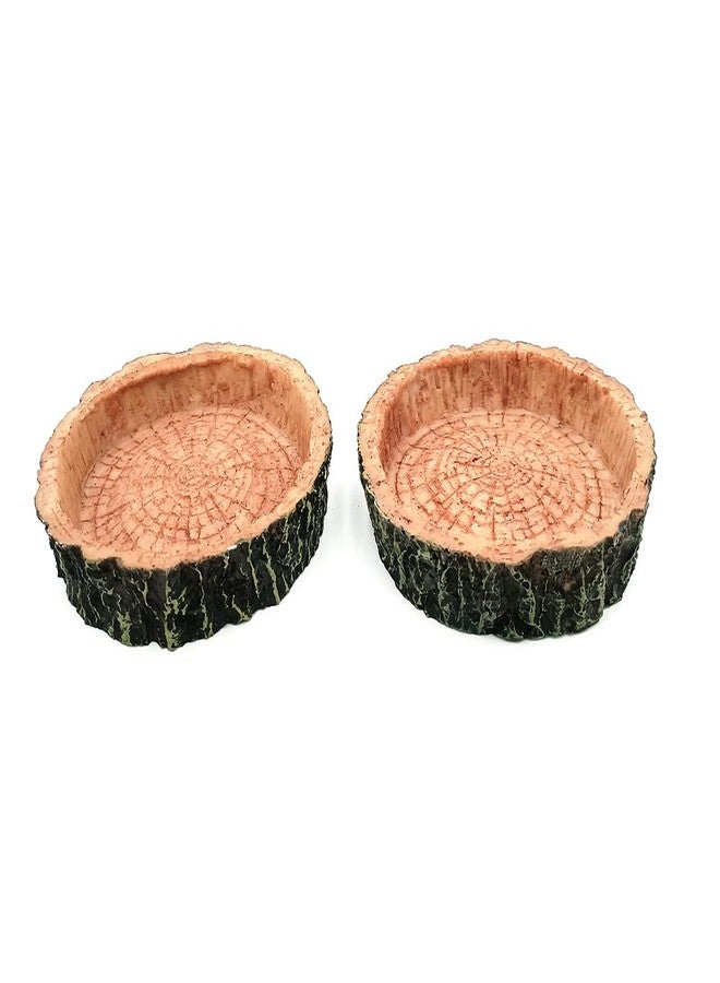 Shelltech Reptile Water Dish and Food Bowl, Resin Dish with Wood Grain Design for Tortoise Gecko Frog Spider Chameleon Scorpion (Black, Mini) - Image 1
